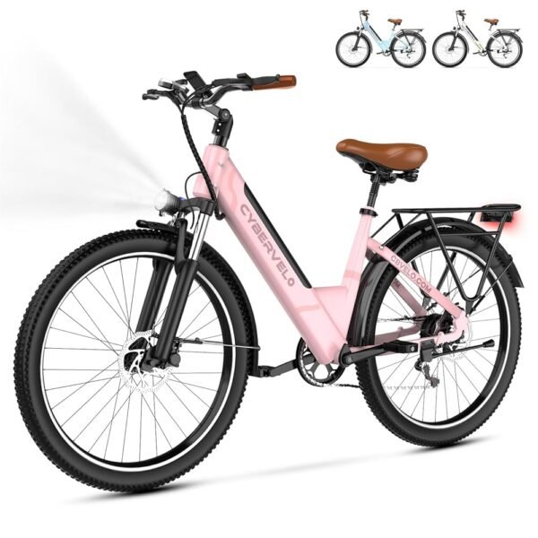 1000 Peak Electric Bike for Adults,up 80 Miles Removable Battery Ebike, 26" Electric E Bike with 7-Speed,Adult Electric Bicycles for Commute Beach Snow Womens All Terrain