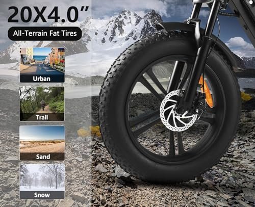 1500W Moped Style Electric Bike Adult eBikes - 48V 18Ah Removable Battery 60+ Mile 32MPH Top Speed - All Terrain Fat Tire Electric Bike for Mountains, Snow, Sand, Road