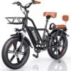 2 Seater Electric Bike for Adults,1500/1000W 30MPH 30-70Miles 48V 15AH Removable Battery Ebike 20" x 4.0 Fat Tire Beach Mountain Commuting Electric Bicycles W/Fork Suspension...