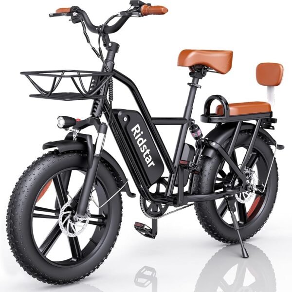 2 Seater Electric Bike for Adults,1500/1000W 30MPH 30-70Miles 48V 15AH Removable Battery Ebike 20" x 4.0 Fat Tire Beach Mountain Commuting Electric Bicycles W/Fork Suspension...