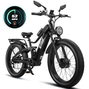 5000W Dual Motor Electric Bike for Adults 52MPH with 60V 32AH Battery, 26x4 Fat Tire All Terrain Ebikes, Full Suspension E Bike, SHM 7-Speed Gear Electric Bicycle 63v-2