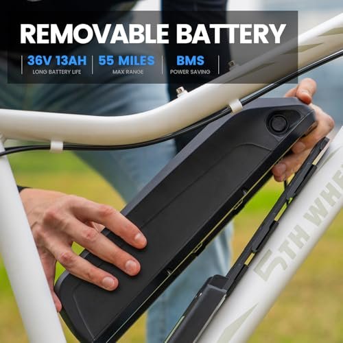 5TH WHEEL Mate Electric Bike for Adults with 1000W Peak Motor and 468WH Removable Battery Ebike, Color LCD Display Commuting Electric Mountain Bike with 7-Speed and Front...