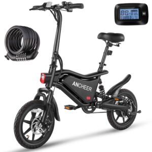 ANCHEER 14” Folding Electric Bike for Adults, 20MPH Ebike with 350W Motor[Peak 500W], 48V 374Wh Battery, Rigid/Dual Suspension, UL 2849 Certified Electric Bicycle, Compact...