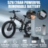 Dual:5000W, 2350W Electric Bike Adults 40/30 MPH with 52V 28/23AH Battery, 26 inch Fat Tire Mountain E Bike, Full Suspension Folding Ebike, Shim 7-Speed Gear