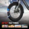Electric Bike, 20" Fat Tire Step-Thru Electric Bicycle, 900W Peak Motor 45 Miles 20MPH Top Speed, Dual Suspension & 7-Speed Folding Ebike for Adults with Rear Rack