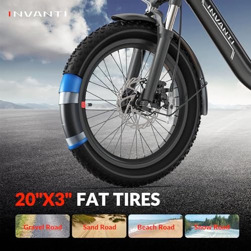 Electric Bike, 20" Fat Tire Step-Thru Electric Bicycle, 900W Peak Motor 45 Miles 20MPH Top Speed, Dual Suspension & 7-Speed Folding Ebike for Adults with Rear Rack