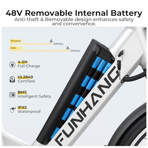 Electric Bike for Adults, 1000W Peak Ebike, 50Miles 21.7MPH Step Thru Electric Bicycle, 26" Commuter E Bikes with 48V Built-in Removable Battery, Adjustable Stem, 7-Speed, Front...