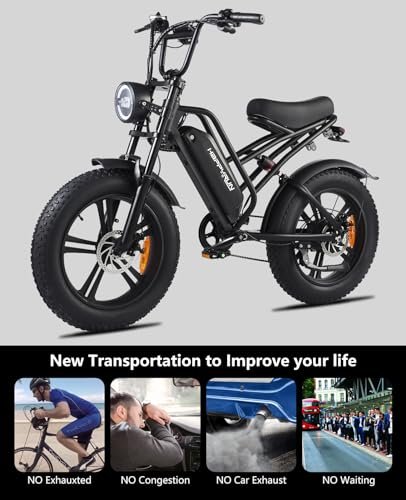 Electric Bike for Adults, 20" Fat Tire Ebike with 1500W Brushless Motor/ 48V 18Ah Removable Battery, Up to 30MPH / 68 Miles, 7-Speed Transmission UL Certified