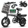 Electric Bike for Adults Teens, Folding E-Bike,Commuter City Foldable ebike with 560W Motor and Removeable Battery, 20MPH Speed Assist, Dual Disc Brakes, 14" Compact Electric...