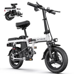 ENGWE T14 600W(Peak) Folding Electric Bike for Adults Teens - 48V10A Battery 14inch Fat Tires E-Bike Full Suspension 19.2MPH 25Miles Range, Compact Commuter Cruiser Ebike