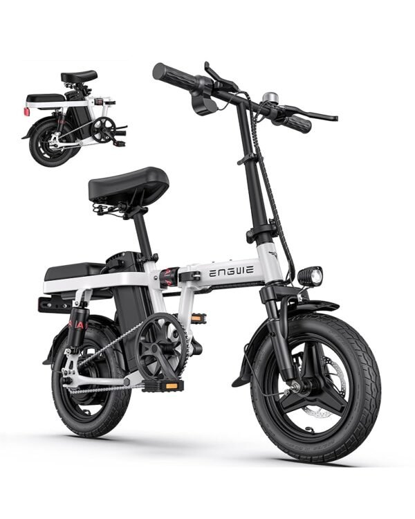 ENGWE T14 600W(Peak) Folding Electric Bike for Adults Teens - 48V10A Battery 14inch Fat Tires E-Bike Full Suspension 19.2MPH 25Miles Range, Compact Commuter Cruiser Ebike