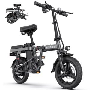 ENGWE T14 Mini Electric Bike for Adults Teens, 14" City Commuter Folding Ebike, 600W Motor 48V 10AH Battery Range 37Mile 20MPH Electric Bicycles Shock Absorptions Ebikes