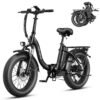 Heybike Ranger Electric Bike for Adults, Peak 1400W Upgraded Motor Ebike, 28MPH [20" Fat Tire All-Terrain] 600Wh Removable Battery Folding Step-Thru E Bike with Front Suspension