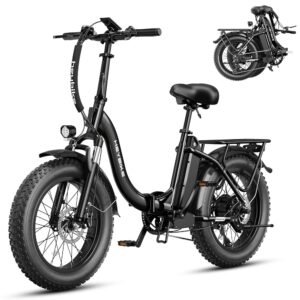 Heybike Ranger Electric Bike for Adults, Peak 1400W Upgraded Motor Ebike, 28MPH [20" Fat Tire All-Terrain] 600Wh Removable Battery Folding Step-Thru E Bike with Front Suspension
