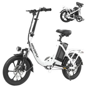 HOVERFLY H3 16" Electric Bike, Max 28Miles Range(Pedal-Assist) Folding E-Bike with Removable Battery, Front Suspension and Commuter Electric Bicycle Adults