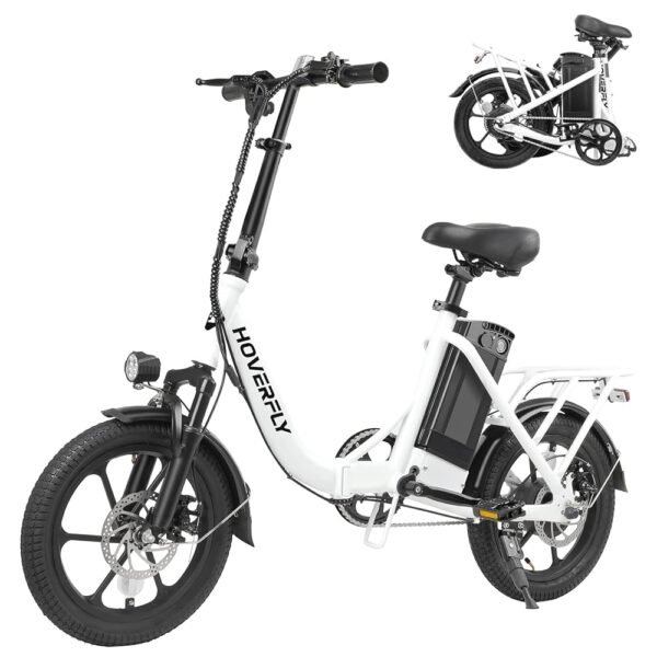 HOVERFLY H3 16" Electric Bike, Max 28Miles Range(Pedal-Assist) Folding E-Bike with Removable Battery, Front Suspension and Commuter Electric Bicycle Adults