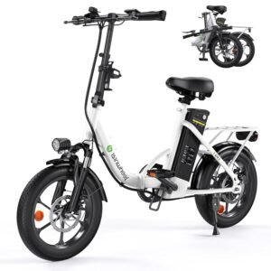 isinwheel U4 16" Folding Electric Bike for Adults, 750W Peak Motor with Max 55Miles PAS Range & 19MPH EBike, 374.4Wh Battery Electric Bicycles Step-Thru Commuter E Bikes for...