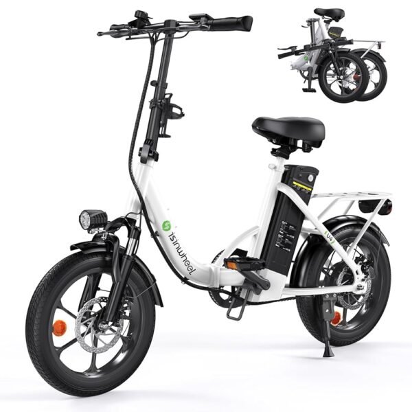 isinwheel U4 16" Folding Electric Bike for Adults, 750W Peak Motor with Max 55Miles PAS Range & 19MPH EBike, 374.4Wh Battery Electric Bicycles Step-Thru Commuter E Bikes for...