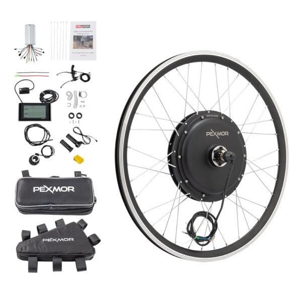 PEXMOR Electric Bike Conversion Kit, 48V 1200W 26" Front/Rear Wheel E-Bike Conversion Kit with 3 Mode Controller, PAS, LCD Display, Twist Throttle