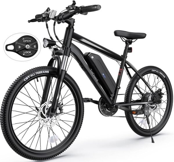 TotGuard Electric Bike, Electric Bike for Adults, 26" Ebike 500W Peak Motor, 19.8MPH Electric Mountain Bike with 374.4WH Removable Battery, Up to 50 Miles, Front Suspension...